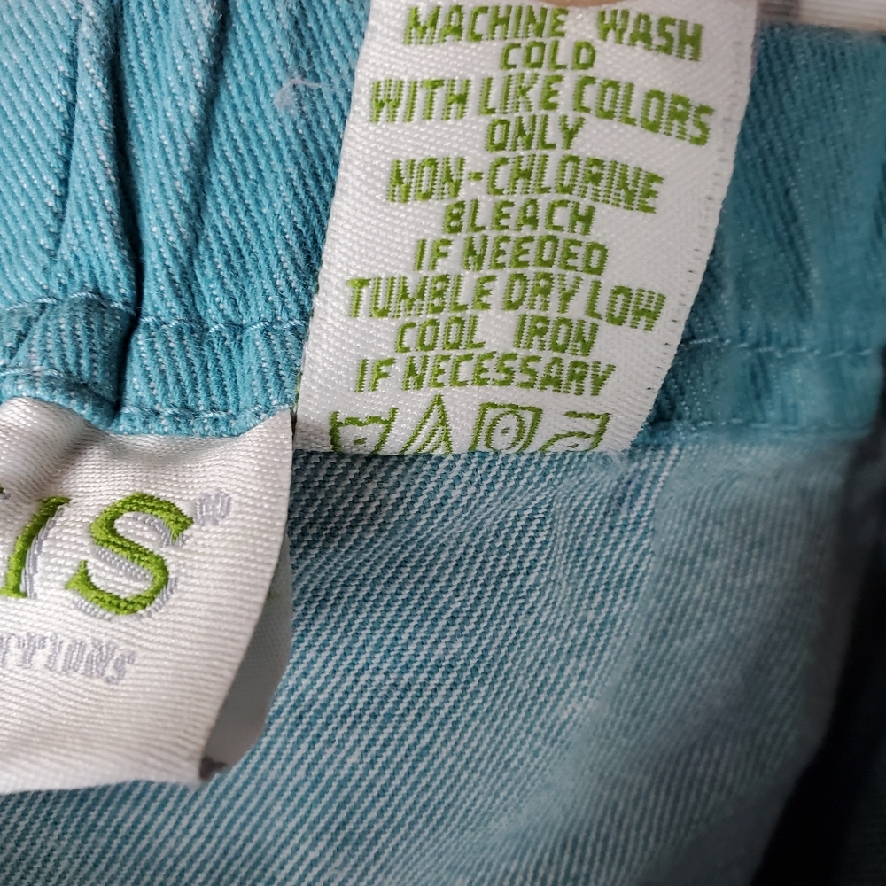 Vintage Orvis Shorts Teal Green High Rise Mom Elastic Drawstring Waist Cotton XL - Picture 7 of 7